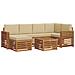 Set divani 7 pcs Naturale e Beige Legno di Acacia Massello - Foto miniatura 1