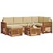 Set divani 7 pcs Naturale e Beige Legno di Acacia Massello - Foto miniatura 3