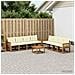 Set di divani da esterno con cuscino 9 pcs Naturale e Crema - Foto miniatura 2