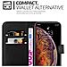 Custodia Compatibile Con Apple Iphone Xs Max In Nero Carbone - Coperchio Protettiva Con Chiusura Magnetica, Funzione Stand E Tasca Per Le Carte - Foto miniatura 5