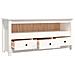 Mobile Porta Tv Bianco 114x35x52 Cm In Legno Massello Di Pino - Foto miniatura 5