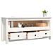 Mobile Porta Tv Bianco 114x35x52 Cm In Legno Massello Di Pino - Foto miniatura 6