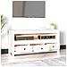 Mobile Porta Tv Bianco 114x35x52 Cm In Legno Massello Di Pino - Foto miniatura 7