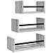 Set Mensole Parete Con Aste 3pz Grigio Sonoma Legno Multistrato - Foto miniatura 2