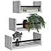 Set Mensole Parete Con Aste 3pz Grigio Sonoma Legno Multistrato - Foto miniatura 3