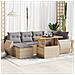 Set Divani Da Giardino 7 Pz Con Cuscini Beige In Polyrattan - Foto miniatura 1