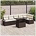Set di divani da giardino  da 7 pezzi con cuscini marroni in polyrattan, Divano giardino  per 2 persone con spazio di stoccaggio e cuscini marroni in polyrattan - Foto miniatura 2