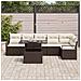 Set di divani da giardino  da 7 pezzi con cuscini marroni in polyrattan, Divano giardino  per 2 persone con spazio di stoccaggio e cuscini marroni in polyrattan - Foto miniatura 3
