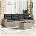 Set Divano da Giardino 5pz con Cuscini Grigio Chiaro Polyrattan - Foto miniatura 2