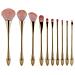 Set Di Pennelli Trucco Oro Champagne - 10 Pezzi Professionali Con Porta Pennelli - Foto miniatura 2