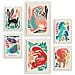 Set Di 6 Stampe Line Breed 1 In Animali Astratti Dipinti Decorativi Estetici Per Il Tuo Soggiorno, Camera Da Letto, Casa A3 & A4 Cornice Bianca - Foto miniatura 1