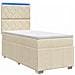 Letto Box Spring LED con Materasso Crema 100 x 200 cm Tessuto - Foto miniatura 1