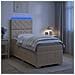 Letto Box Spring LED con Materasso Crema 100 x 200 cm Tessuto - Foto miniatura 2