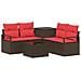Set di divani 6 pz Marrone e Rosso Rattan sintetico e Acciaio - Foto miniatura 1