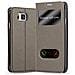 Custodia Compatibile Con Samsung Galaxy Alpha In Bruno Pietra - Coperchio Protettivo Con Chiusura Magnetica, Funzione Stand E 2 Finestre Di Visualizzazione - Foto miniatura 1