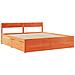 Letto Senza Materasso Marrone Cera 200x200 Cm In Legno Di Pino - Foto miniatura 3