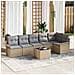 Set Divano Giardino 7 Pezzi con Cuscini in Polyrattan Nero,  Divano Giardino 2 Posti con Storage & Cuscini in Polyrattan Beige - Foto miniatura 2