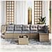 Set Divano Giardino 7 Pezzi con Cuscini in Polyrattan Nero,  Divano Giardino 2 Posti con Storage & Cuscini in Polyrattan Beige - Foto miniatura 3