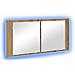 Mobiletto Specchiera LED Rovere Artisanale 100x12x45 cm Legno Ingegnerizzato - Foto miniatura 1