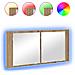 Mobiletto Specchiera LED Rovere Artisanale 100x12x45 cm Legno Ingegnerizzato - Foto miniatura 4