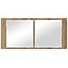 Mobiletto Specchiera LED Rovere Artisanale 100x12x45 cm Legno Ingegnerizzato - Foto miniatura 6