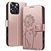 Custodia A Portafoglio Per Iphone 16 Pro Max Design Premium Fiori Farfalla, Rosa Champagne - Foto miniatura 1