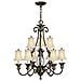 Lampadario A 10 Luci Multibraccio Finitura Bronzo Perla, Attacco E14 - Foto miniatura 1
