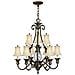 Lampadario A 10 Luci Multibraccio Finitura Bronzo Perla, Attacco E14 - Foto miniatura 2