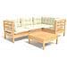 Set Divani Da Giardino 5 Pz Con Cuscini Crema Massello Di Pino - Foto miniatura 2