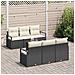 Set di Divani da Giardino  da 7 Pezzi con Cuscini Nero Polyrattan Acacia, Divano da Giardino Doppio  con Cuscini Nero Polyrattan - Foto miniatura 3