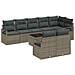 Set di divani giardino  8 pezzi con cuscini polyrattan nero, Divano giardino  2 posti con cuscini polyrattan grigio - Foto miniatura 1