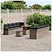 Set Divano da Giardino da 11 Pezzi con Cuscini Grigio Polyrattan Acacia,  Divano da Giardino a 2 Posti con Storage e Cuscini Grigio Polyrattan,  Set da Pranzo Giardino da 3 Pezzi con Cuscini Grigio Polyrattan Acacia - Foto miniatura 3