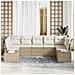 Set Divano Giardino 7 Pezzi con cuscini in Rattan Poliestere Beige - Foto miniatura 3