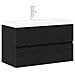 Mobiletto per Lavandino  con Lavabo Integrato Rovere Nero Legno Ingegnerizzato, Mobiletto per Lavandino  Rovere Nero 80x38.5x45 cm Legno Ingegnerizzato - Foto miniatura 1