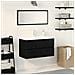 Mobiletto per Lavandino  con Lavabo Integrato Rovere Nero Legno Ingegnerizzato, Mobiletto per Lavandino  Rovere Nero 80x38.5x45 cm Legno Ingegnerizzato - Foto miniatura 2