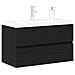 Mobiletto per Lavandino  con Lavabo Integrato Rovere Nero Legno Ingegnerizzato, Mobiletto per Lavandino  Rovere Nero 80x38.5x45 cm Legno Ingegnerizzato - Foto miniatura 3