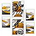 Set Di 6 Stampe Genere Natura 2 In Sfondi Astratti Dipinti Decorativi Estetici Per Il Tuo Soggiorno, Camera Da Letto, Casa A3 & A4 Cornice Bianca - Foto miniatura 1