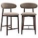Set Da 2 Sgabelli Da Bar, Moderni Sgabelli Da Bancone Con Comoda Seduta In Tessuto E Struttura In Legno, Per Isola Cucina O Bancone Bar, Colore Marrone - Foto miniatura 1