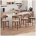 Set Da 2 Sgabelli Da Bar, Moderni Sgabelli Da Bancone Con Comoda Seduta In Tessuto E Struttura In Legno, Per Isola Cucina O Bancone Bar, Colore Marrone - Foto miniatura 8