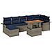 Set Divano da Giardino 8 pcs Grigio e Blu Navy polyrattan - Foto miniatura 1