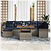 Set Divano da Giardino 8 pcs Grigio e Blu Navy polyrattan - Foto miniatura 3