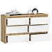 Cassettiera CL100, 6 cassetti, 100x35x57 cm, Colore Quercia Artisan e Bianco - Foto miniatura 2