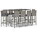 Set Bar da Giardino 11 pz con Cuscini in Polyrattan Grigio - Foto miniatura 1