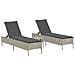 Set Lettini Prendisole Con Cuscini 3pz Grigio Chiaro Polyrattan - Foto miniatura 2