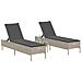 Set Lettini Prendisole Con Cuscini 3pz Grigio Chiaro Polyrattan - Foto miniatura 3