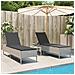 Set Lettini Prendisole Con Cuscini 3pz Grigio Chiaro Polyrattan - Foto miniatura 1