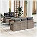 Set di divani da giardino a 6 pezzi con cuscini grigi in rattan sintetico e acacia, Divano da giardino a 2 posti con spazio di stoccaggio e cuscini grigi in rattan sintetico - Foto miniatura 2