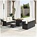 Set di divani giardino  9 pezzi con cuscini in rattan sintetico nero e acacia, Divano giardino 2 posti  con cuscini in rattan sintetico nero, Set pranzo giardino 3 pezzi con cuscini in rattan sintetico nero e acacia - Foto miniatura 2