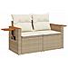 Set Divano da Giardino 9 pz con Cuscini Beige in Polyrattan - Foto miniatura 6
