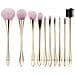 Set Di 10 Pennelli Da Trucco Oro Champagne E Bianco Rosa Con Borsa A Tracolla Rosa - Pennelli Cosmetici Professionali - Foto miniatura 1